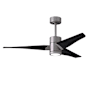 Matthews Fan Company Super Janet 52" 3 Blade Indoor LED Ceiling Fan with Reversible Motor, Wall Control, Remote and LED Light Kit Included Brushed Nickel / Matte Black