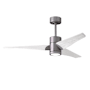 Matthews Fan Company Super Janet 52" 3 Blade Indoor LED Ceiling Fan with Reversible Motor, Wall Control, Remote and LED Light Kit Included Brushed Nickel / Matte White