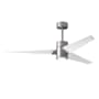 Matthews Fan Company Super Janet 60" 3 Blade Indoor LED Ceiling Fan with Reversible Motor, Wall Control, Remote and LED Light Kit Included Brushed Nickel / Matte White