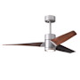 Matthews Fan Company Super Janet 52" 3 Blade Indoor LED Ceiling Fan with Reversible Motor, Wall Control, Remote and LED Light Kit Included Brushed Nickel / Walnut Tone