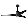 Matthews Fan Company Super Janet 52" 3 Blade Indoor LED Ceiling Fan with Reversible Motor, Wall Control, Remote and LED Light Kit Included Textured Bronze / Matte Black