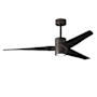 Matthews Fan Company Super Janet 60" 3 Blade Indoor LED Ceiling Fan with Reversible Motor, Wall Control, Remote and LED Light Kit Included Textured Bronze / Matte Black