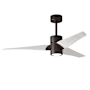 Matthews Fan Company Super Janet 52" 3 Blade Indoor LED Ceiling Fan with Reversible Motor, Wall Control, Remote and LED Light Kit Included Textured Bronze / Matte White