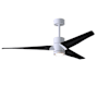 Matthews Fan Company Super Janet 52" 3 Blade Indoor LED Ceiling Fan with Reversible Motor, Wall Control, Remote and LED Light Kit Included Gloss White / Matte Black