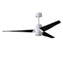 Matthews Fan Company Super Janet 60" 3 Blade Indoor LED Ceiling Fan with Reversible Motor, Wall Control, Remote and LED Light Kit Included Gloss White / Matte Black