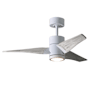 Matthews Fan Company Super Janet 42" 3 Blade Indoor LED Ceiling Fan with Reversible Motor, Wall Control, Remote and LED Light Kit Included Gloss White / Barn Wood Tone