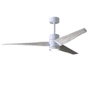 Matthews Fan Company Super Janet 52" 3 Blade Indoor LED Ceiling Fan with Reversible Motor, Wall Control, Remote and LED Light Kit Included Gloss White / Barn Wood Tone