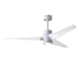 Matthews Fan Company Super Janet 52" 3 Blade Indoor LED Ceiling Fan with Reversible Motor, Wall Control, Remote and LED Light Kit Included Gloss White / Matte White