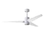 Matthews Fan Company Super Janet 60" 3 Blade Indoor LED Ceiling Fan with Reversible Motor, Wall Control, Remote and LED Light Kit Included Gloss White / Matte White
