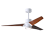 Matthews Fan Company Super Janet 52" 3 Blade Indoor LED Ceiling Fan with Reversible Motor, Wall Control, Remote and LED Light Kit Included Gloss White / Walnut Tone