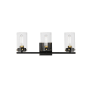 Maxim Pinn 3 Light 21" Wide Vanity Light with Clear Glass Shades Black / Satin Brass