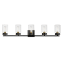Maxim Pinn 5 Light 39" Wide Vanity Light with Clear Glass Shades Black / Satin Brass