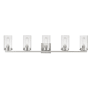 Maxim Pinn 5 Light 39" Wide Vanity Light with Clear Glass Shades Satin Nickel