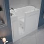MediTub 53" Fiberglass Air / Whirlpool Walk In Tub for Alcove Installations with Left Drain, Powered Fast Drain, Overflow, Roman Tub Filler and Hand Shower White