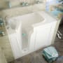 MediTub 52" Fiberglass Soaking Walk In Tub for Alcove Installations with Left Drain, Drain Assembly, Overflow, 8" Extension Panel, Roman Tub Filler and Hand Shower White