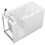 MediTub 60" Fiberglass Whirlpool Walk In Tub for Alcove Installations with Powered Fast Left Drain, Overflow, Roman Tub Filler and Hand Shower White