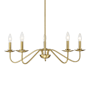 Meridian 5 Light 28" Wide Taper Candle Style Chandelier Natural Brass