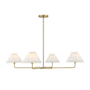 Meridian Pleated 4 Light 41" Wide Chandelier Natural Brass