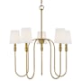 Meridian 5 Light 27" Wide Chandelier with Fabric Shade Natural Brass