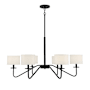Meridian 6 Light 42" Wide Chandelier with White Fabric Shades Matte Black