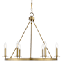 Meridian 6 Light 26" Wide Taper Candle Style Chandelier Natural Brass