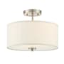 Meridian 2 Light 13" Wide Semi-Flush Drum Ceiling Fixture Brushed Nickel