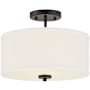 Meridian 2 Light 13" Wide Semi-Flush Drum Ceiling Fixture Matte Black