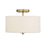 Meridian 2 Light 13" Wide Semi-Flush Drum Ceiling Fixture Natural Brass