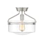 Meridian Single Light 13" Wide Semi-Flush Bowl Ceiling Fixture Brushed Nickel