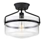 Meridian Single Light 13" Wide Semi-Flush Bowl Ceiling Fixture Matte Black