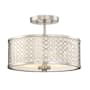 Meridian 2 Light 13" Wide Semi-Flush Drum Ceiling Fixture Brushed Nickel