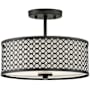 Meridian 2 Light 13" Wide Semi-Flush Drum Ceiling Fixture Matte Black