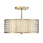 Meridian 2 Light 13" Wide Semi-Flush Drum Ceiling Fixture Natural Brass