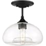 Meridian Single Light 11" Wide Semi-Flush Ceiling Fixture Matte Black