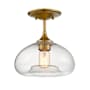 Meridian Single Light 11" Wide Semi-Flush Ceiling Fixture Natural Brass