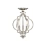 Meridian 3 Light 11" Wide Semi-Flush Ceiling Fixture Polished Nickel