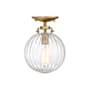 Meridian Single Light 8" Wide Semi-Flush Globe Ceiling Fixture Natural Brass
