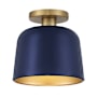 Meridian 9" Wide Semi-Flush Ceiling Fixture Navy Blue / Natural Brass