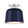 Meridian 9" Wide Semi-Flush Ceiling Fixture Navy Blue / Polished Nickel