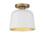 Meridian 9" Wide Semi-Flush Ceiling Fixture White / Natural Brass