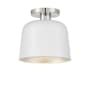 Meridian 9" Wide Semi-Flush Ceiling Fixture White / Polished Nickel