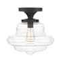 Meridian 12" Wide Semi-Flush Ceiling Fixture with a clear glass specialty shade Oil Rubbed Bronze