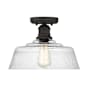 Meridian 13" Wide Semi-Flush Ceiling Fixture with Hammered Glass Shade Oil Rubbed Bronze