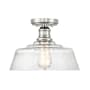 Meridian 13" Wide Semi-Flush Ceiling Fixture with Hammered Glass Shade Polished Nickel
