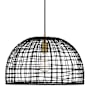 Meridian 18" Wide Single Light Pendant with Rattan Shade Black / Natural Brass