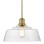 Meridian 15" Wide Pendant with a patterned glass dome shade Natural Brass