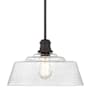Meridian 15" Wide Pendant with a patterned glass dome shade Oil Rubbed Bronze