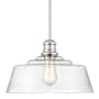 Meridian 15" Wide Pendant with a patterned glass dome shade Polished Nickel