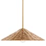 Meridian 20" Wide Pendant with Rattan Shade Natural Brass