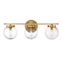 Meridian 3 Light 24" Wide Bathroom Vanity Light Natural Brass